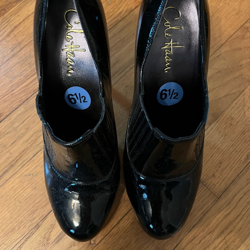 Cole Haan Black Quilted Heels with Glossy Finish